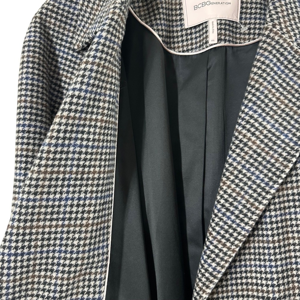 BCBGeneration Women's Peacoat Long Houndstooth Belted Wool Blend Size XXL‎ - Picture 6 of 16
